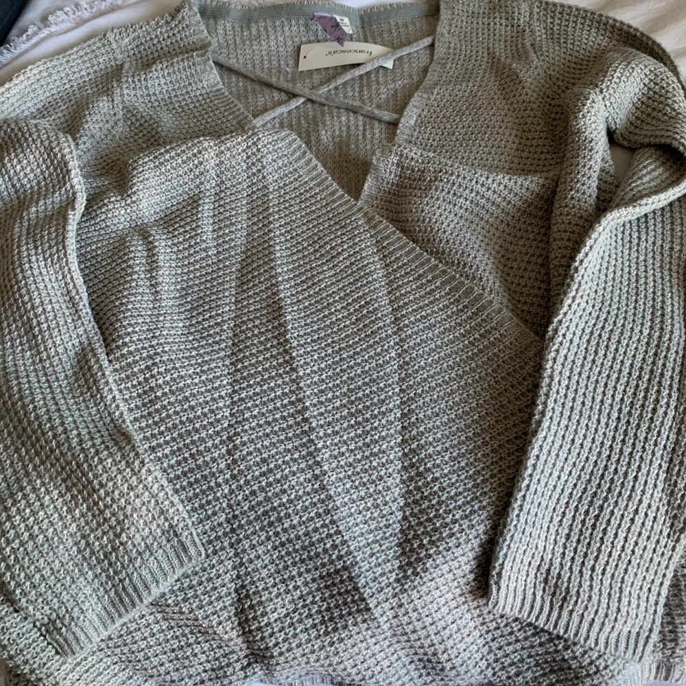 Cross front sweater